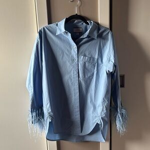 Jcrew collection feather trim blouse